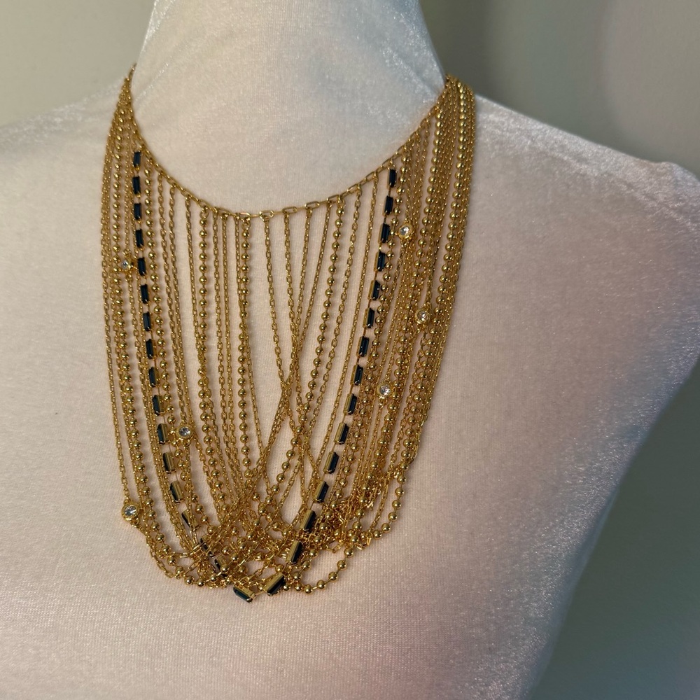 Coach Gold Multi Chain Waterfall Bib Necklace - Picture 6 of 12